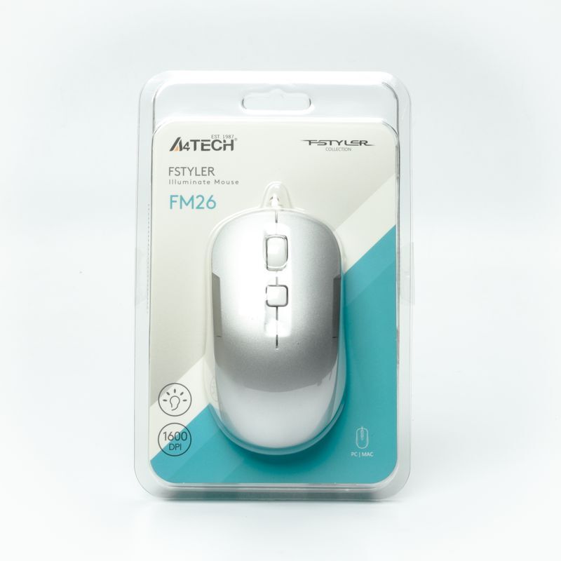 Мышь Fstyler, USB, подсветка, 1600 dpi, FM26 (Icy White) фото