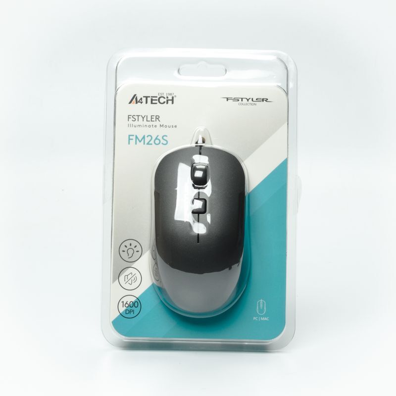 Миша Fstyler, біле підсвічування, USB, 1600 dpi, сірий фото11