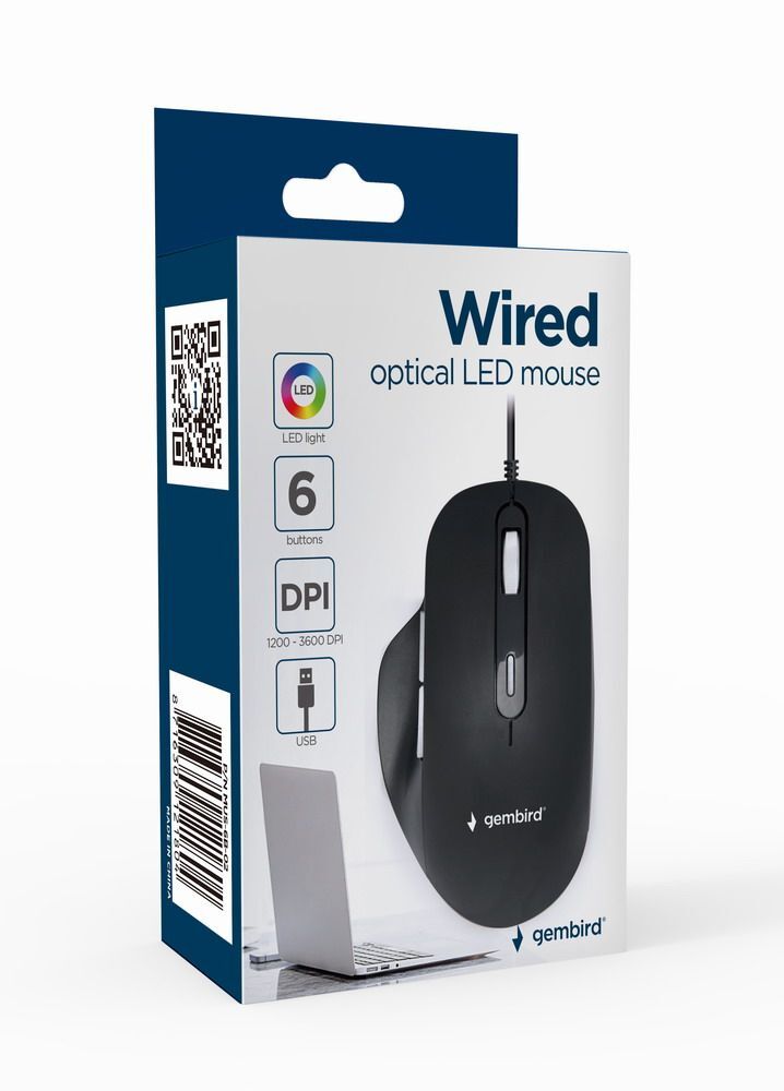 Миша Gembird 6 кнопок, USB 3600 dpi, чорний фото