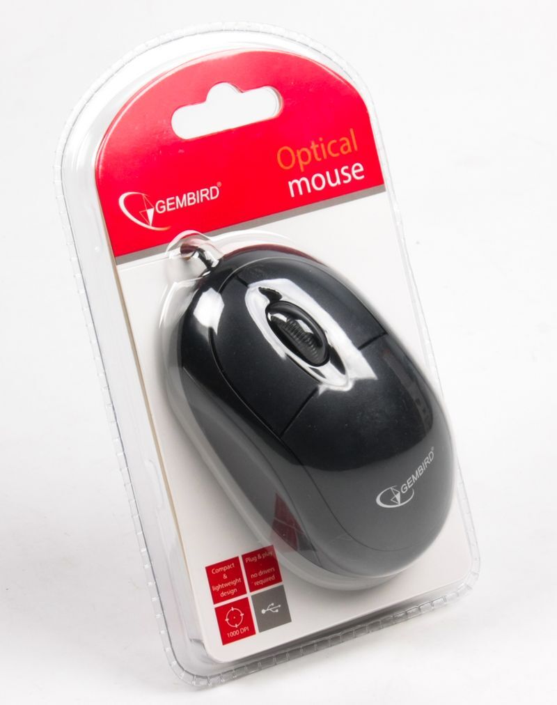 Миша Gembird USB 1000 dpi, MUS-U-01 чорний фото