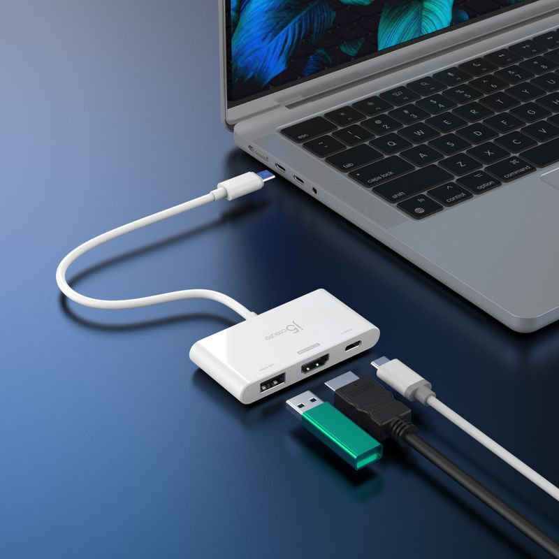 Хаб USB-C на HDMI/USB-A/USB-C, белый фото5