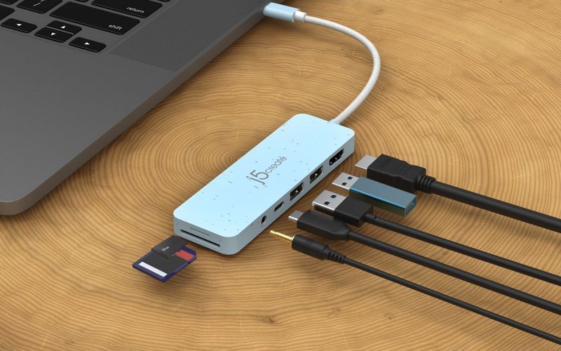 Хаб USB-C 6-в-1 (хаб/HDMI/картридер/аудио), синий фото4