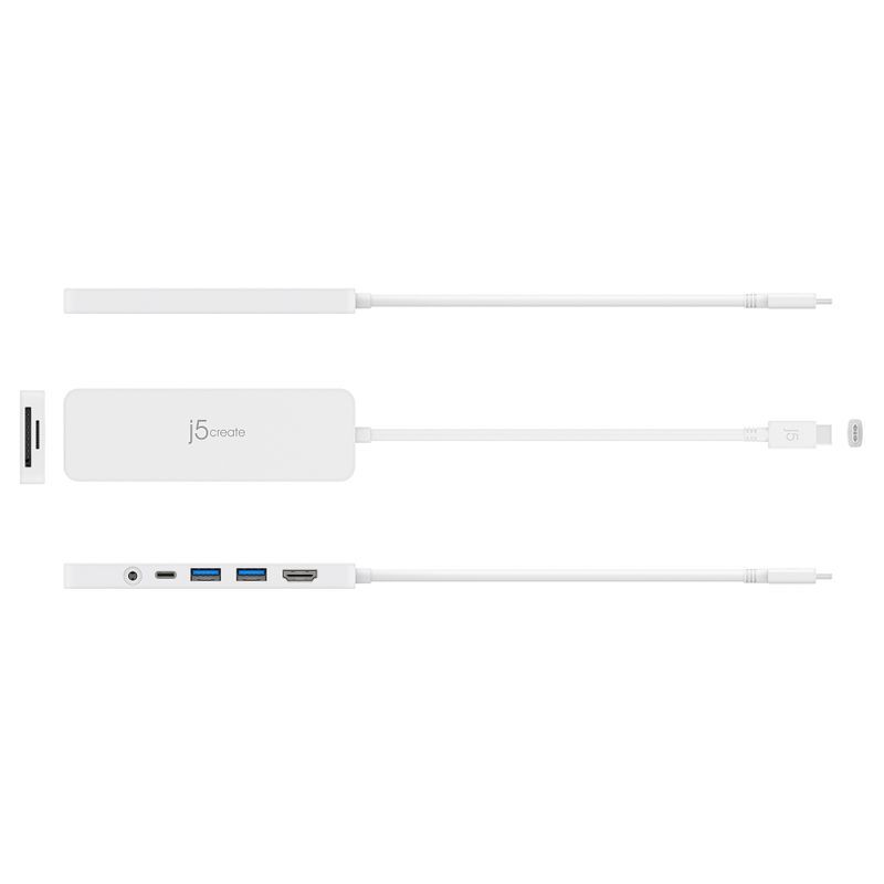 Хаб USB-C 6-в-1 (хаб/HDMI/картридер/аудио), JCD373-N белый фото2