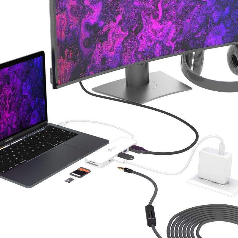 Хаб USB-C 6-в-1 (хаб/HDMI/картридер/аудио), JCD373-N белый фото4