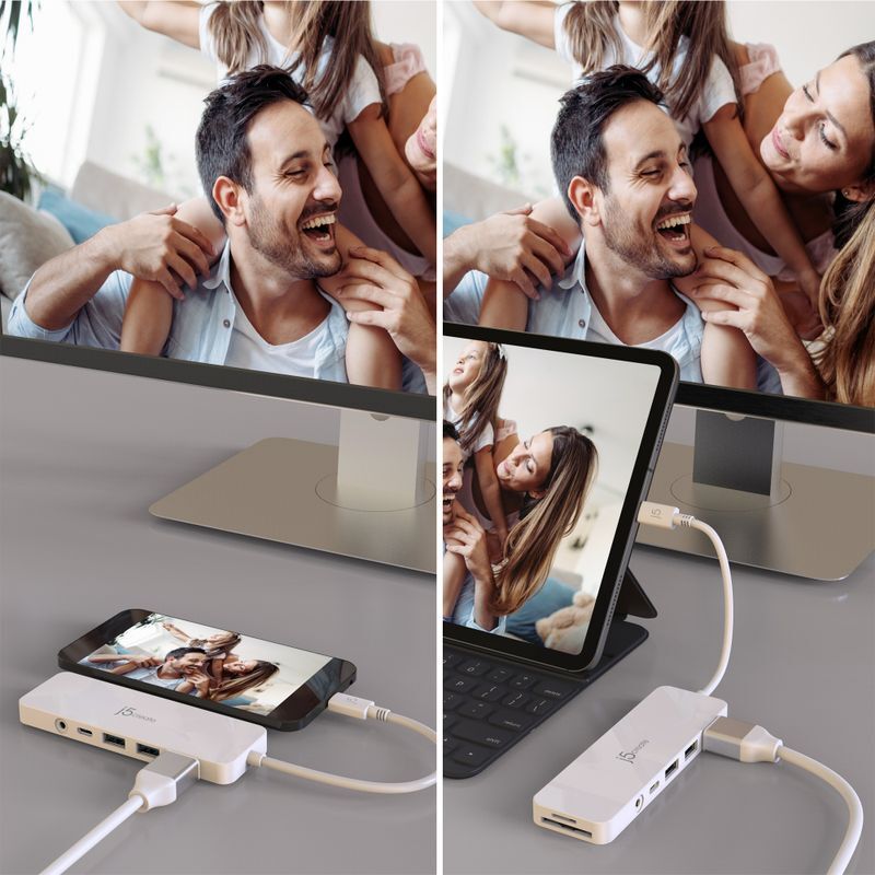 Хаб USB-C 6-в-1 (хаб/HDMI/картридер/аудио), JCD373-N белый фото7