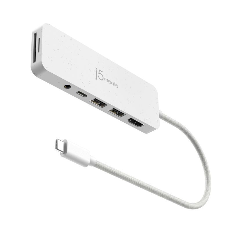 Хаб USB-C 6-в-1 (хаб/HDMI/картридер/аудио), JCD373EW-N белый фото2