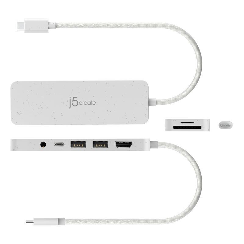 Хаб USB-C 6-в-1 (хаб/HDMI/картридер/аудио), JCD373EW-N белый фото3