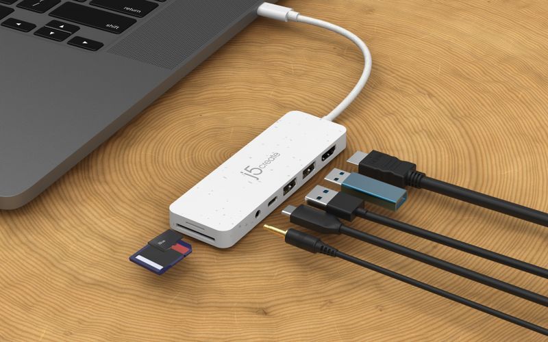 Хаб USB-C 6-в-1 (хаб/HDMI/картридер/аудио), JCD373EW-N белый фото4