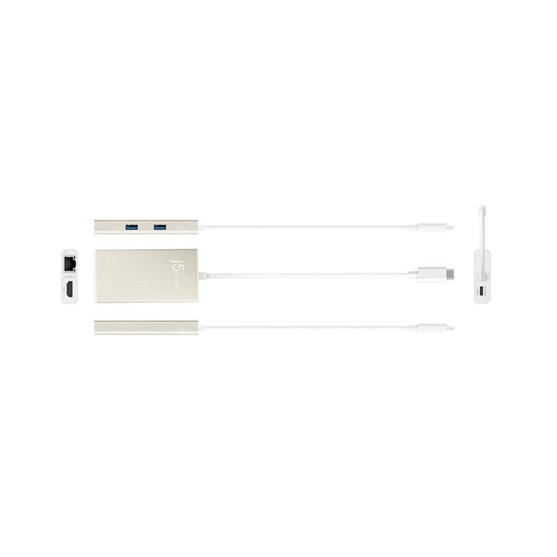 Хаб USB-C 5-в-1 (хаб/HDMI/PD/LAN), JCA374-N серый фото3