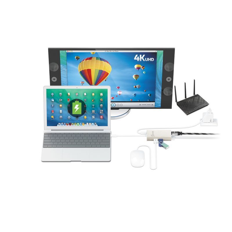 Хаб USB-C 5-в-1 (хаб/HDMI/PD/LAN), JCA374-N серый фото5