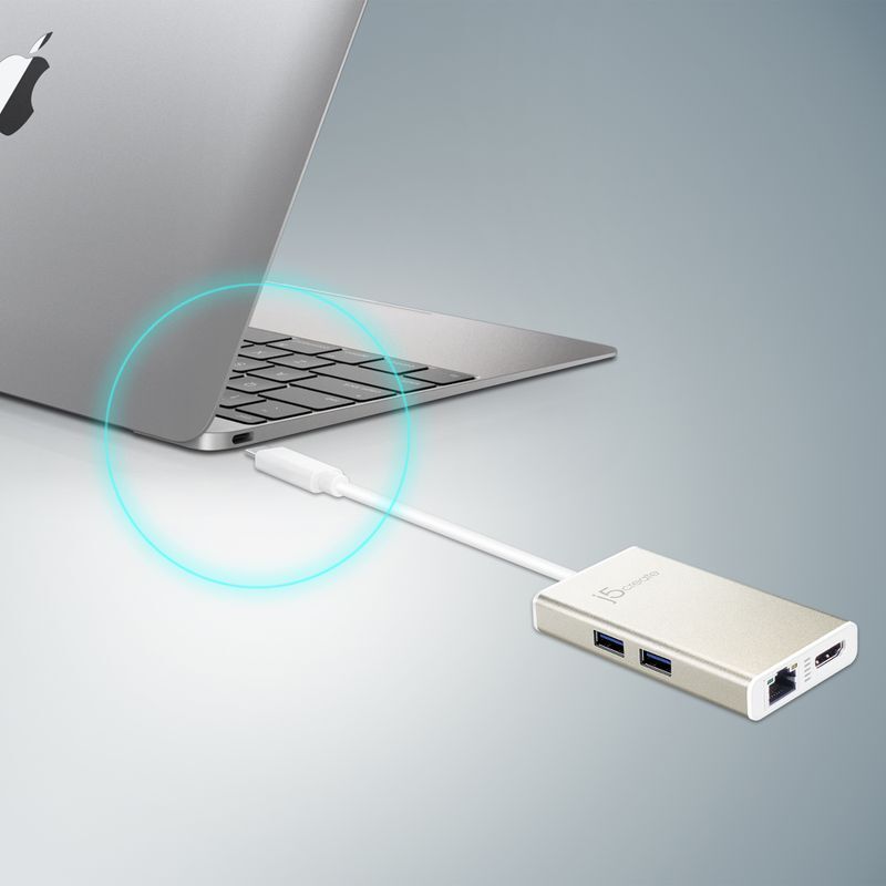 Хаб USB-C 5-в-1 (хаб/HDMI/PD/LAN), JCA374-N серый фото11
