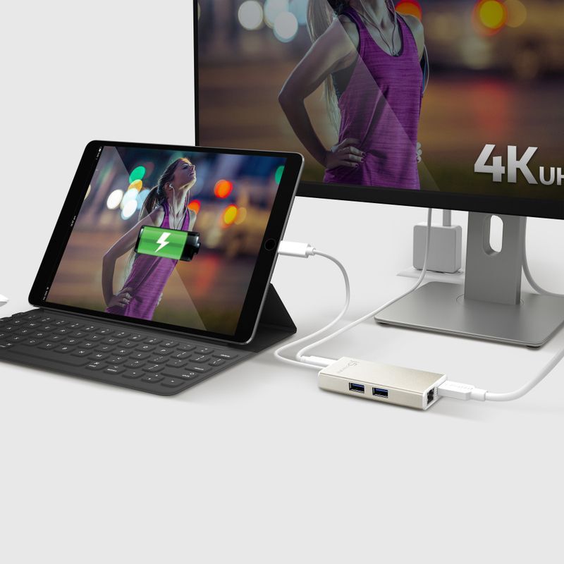 Хаб USB-C 5-в-1 (хаб/HDMI/PD/LAN), JCA374-N серый фото12