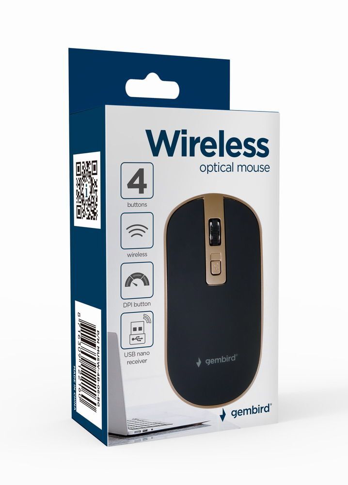 Миша Gembird USB, 1600 dpi, MUSW-4B-06-BG чорна фото