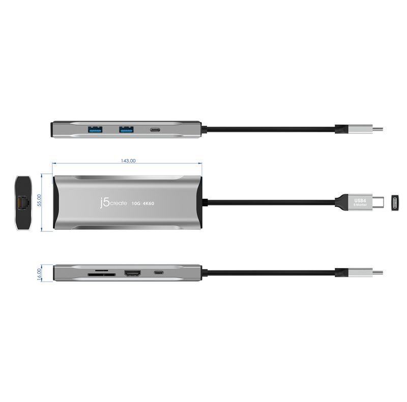 Хаб USB-C 10Gbps, 7-в-1 (хаб/HDMI/PD/картридер), серый фото6