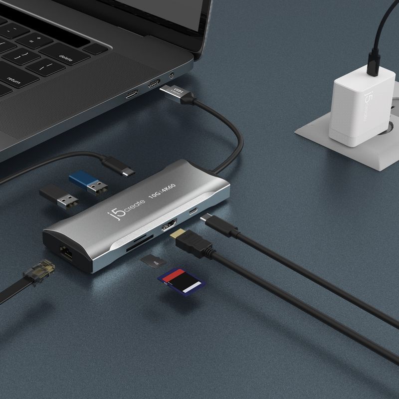 Хаб USB-C 10Gbps, 7-в-1 (хаб/HDMI/PD/картридер), серый фото7