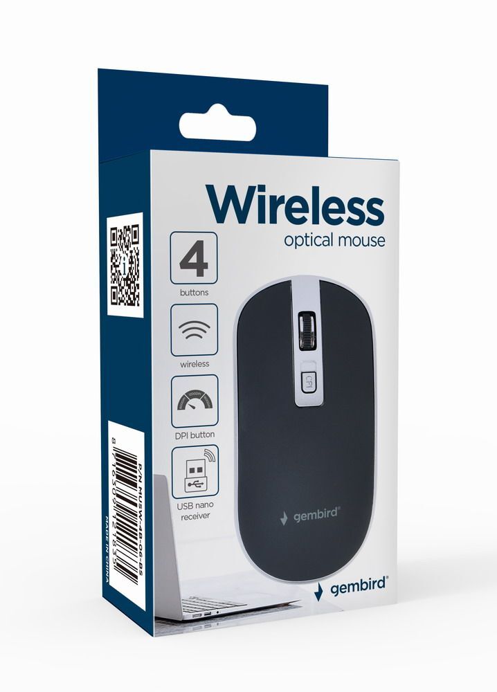 Мышь Gembird USB, 1600 dpi, MUSW-4B-06-BS серый фото4