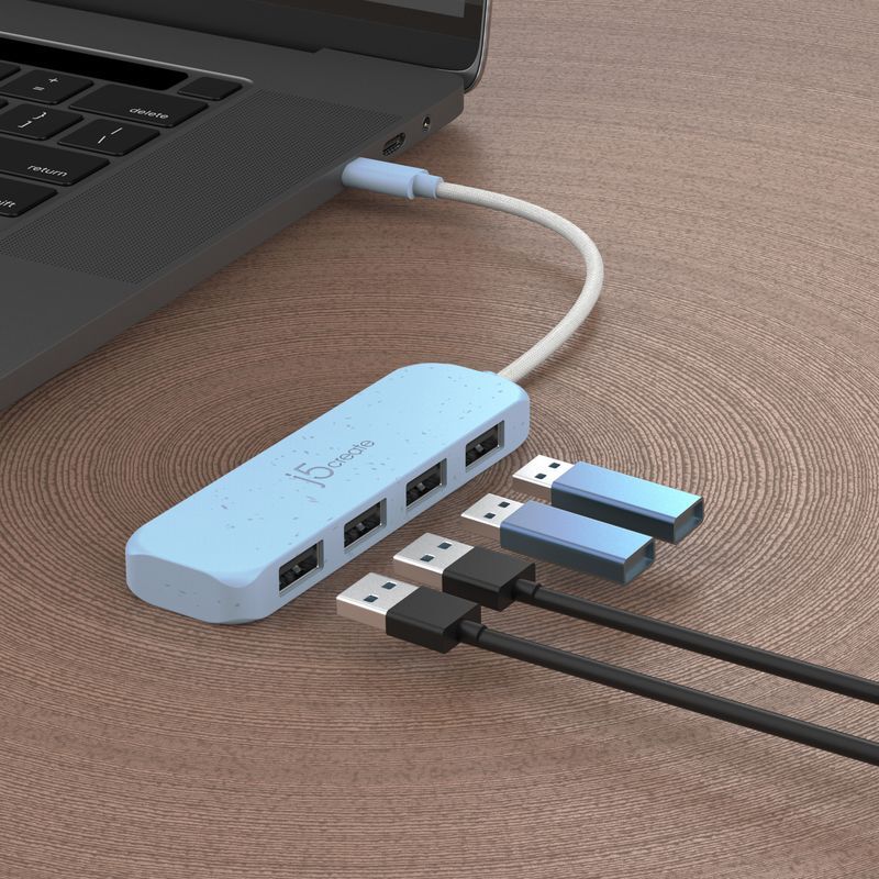 Хаб USB 3.2, 10Gbps, USB-С на 4 USB-A, синий фото5