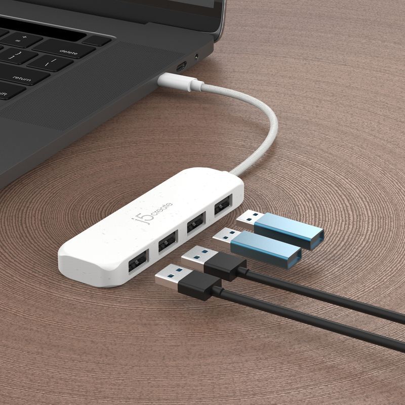 Хаб USB 3.2, 10Gbps, USB-С на 4 USB-A, белый фото5