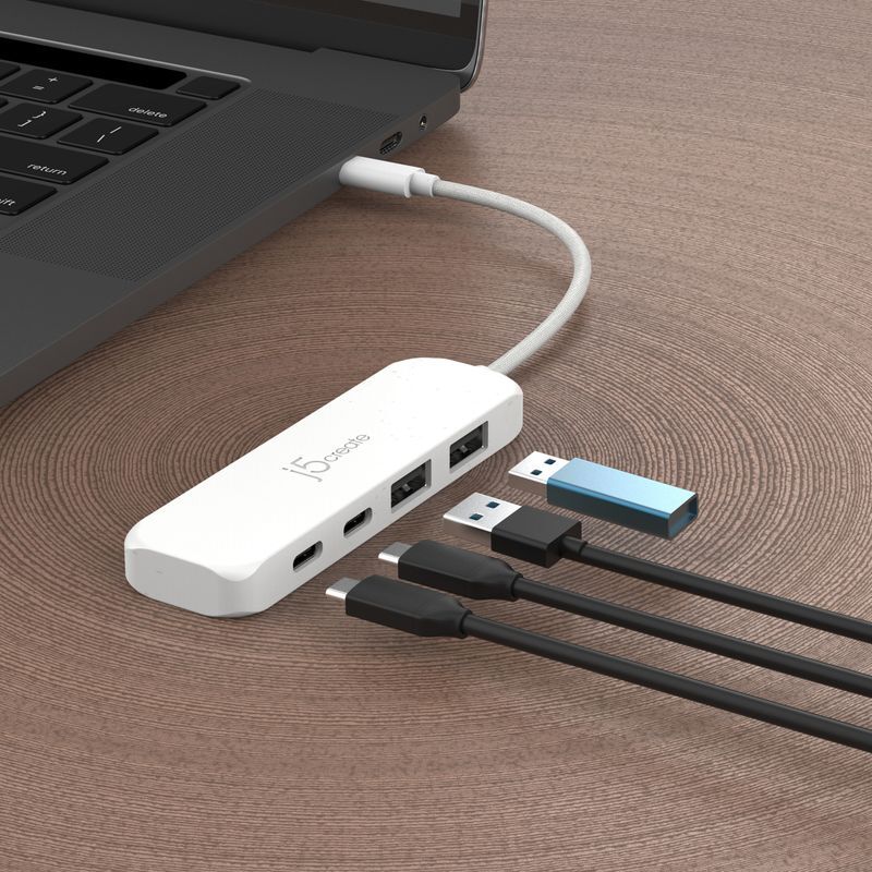 Хаб USB 3.2, 10Gbps, USB-С на 2 USB-A/2 USB-С, белый фото5