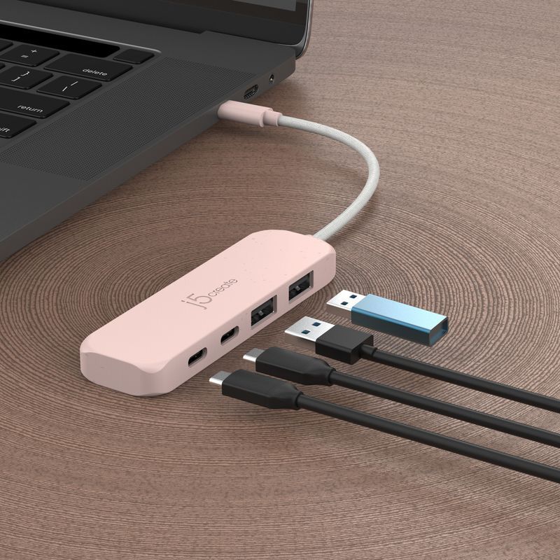 Хаб USB 3,2, 10Gbps, USB-С на 2 USB-A/2 USB-С, красный фото5