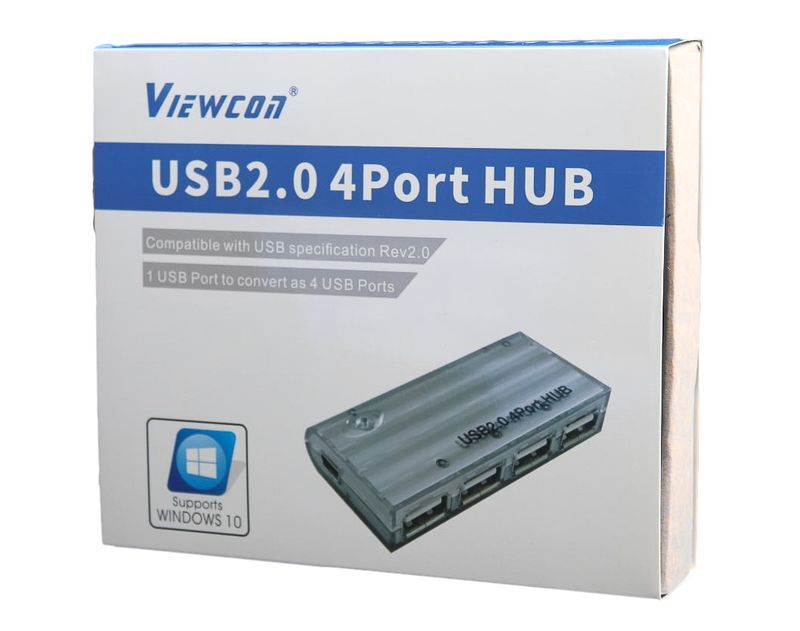 Хаб USB 2.0, 4 порти, з блоком живлення VE410 фото2