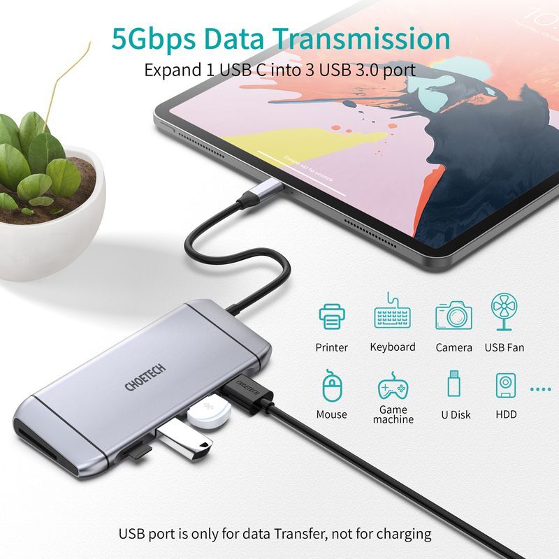 Док станция USB-C 9-в-1 (HDMI/VGA/картридер/LAN/USB-A), алюминий фото