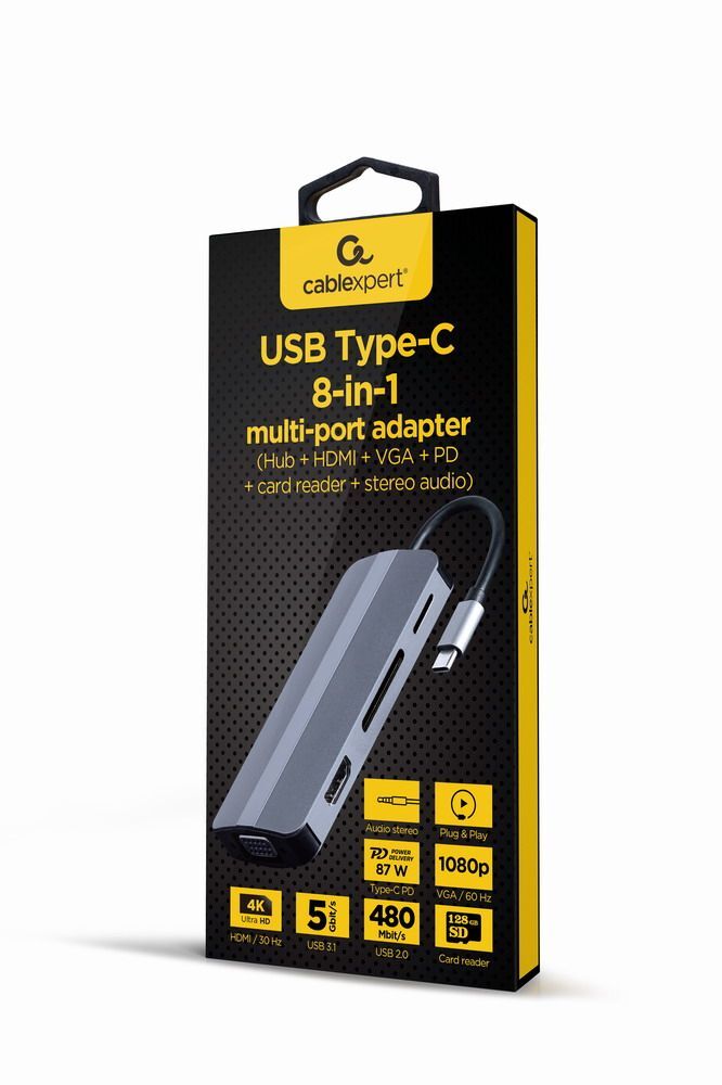 Док станция USB-C 8-в-1 (USB хаб 3.0/HDMI//VGA/PD/картридер/стерео-аудио) фото