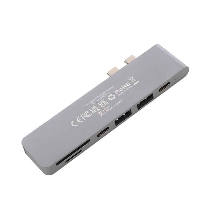 Док станция USB-C 7-в-1 (HDMI/картрідер/USB-A/USB-C), для MacBook Pro/Air, алюминий фото