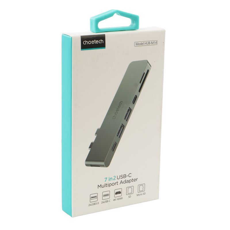 Док станция USB-C 7-в-1 (HDMI/картрідер/USB-A/USB-C), для MacBook Pro/Air, алюминий фото