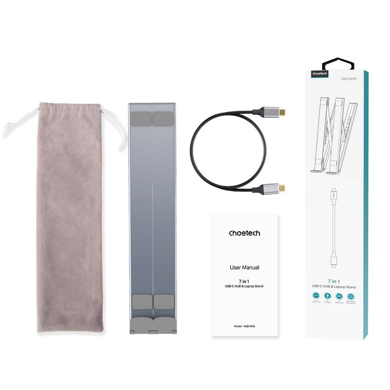 Док станция USB-C 7-в-1 (HDMI/PD/картридер/USB-A / USB-C), алюминий HUB-M48-GY фото6