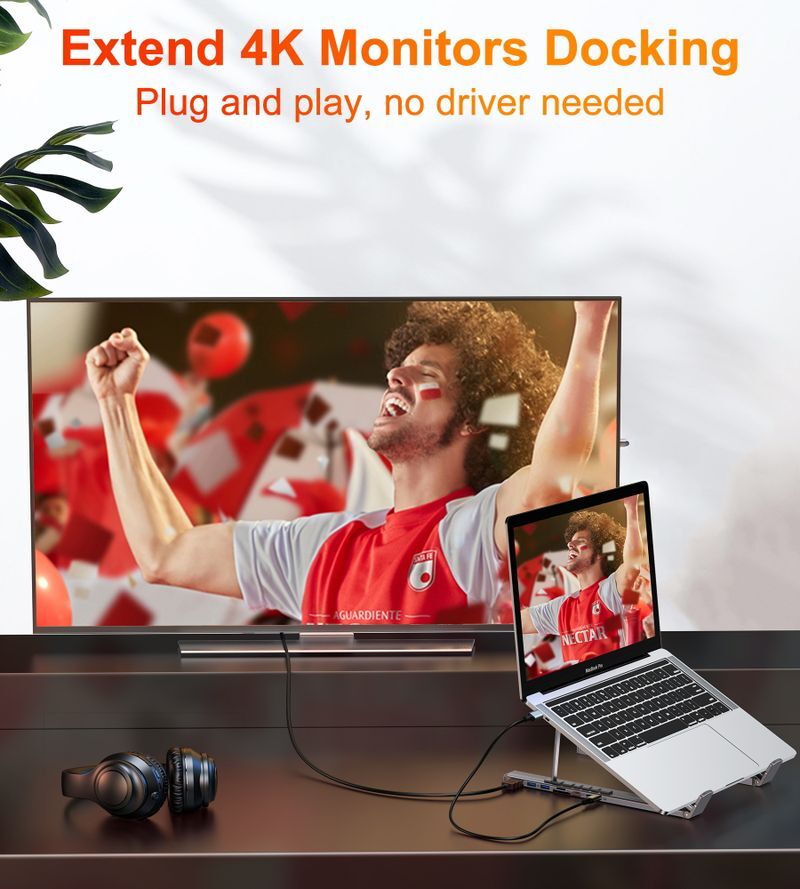 Док станция USB-C 7-в-1 (HDMI/PD/картридер/USB-A / USB-C), алюминий HUB-M48-GY фото15