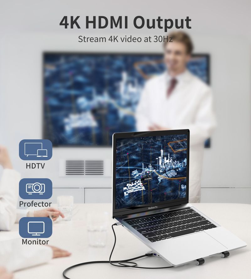 Док станция USB-C 7-в-1 (HDMI/PD/картридер/USB-A / USB-C), алюминий HUB-M43-SL фото8