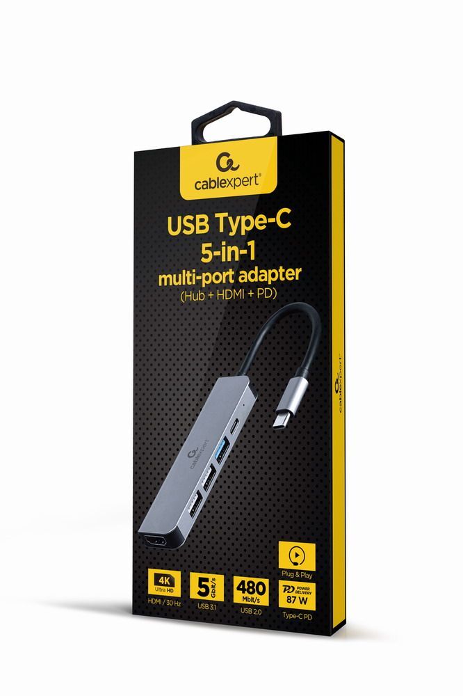 Док станція USB-C 5-в-1 (хаб/HDMI/PD), сірий фото2