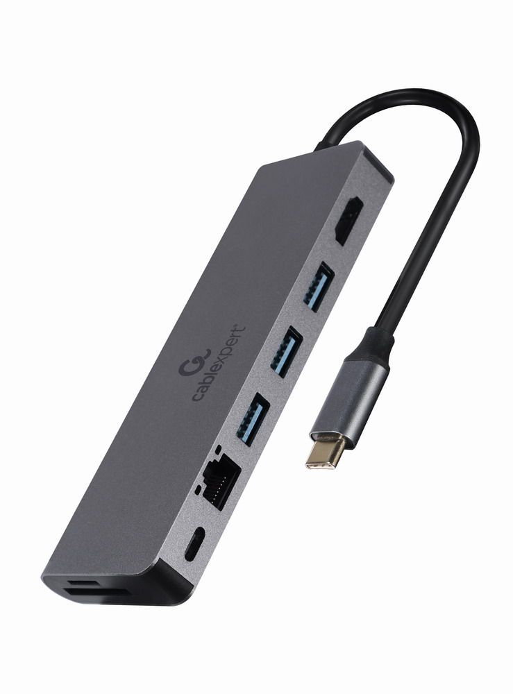 Док станція USB-C 5-в-1 (хаб/HDMI/PD / Кард рідер / LAN), сірий фото3
