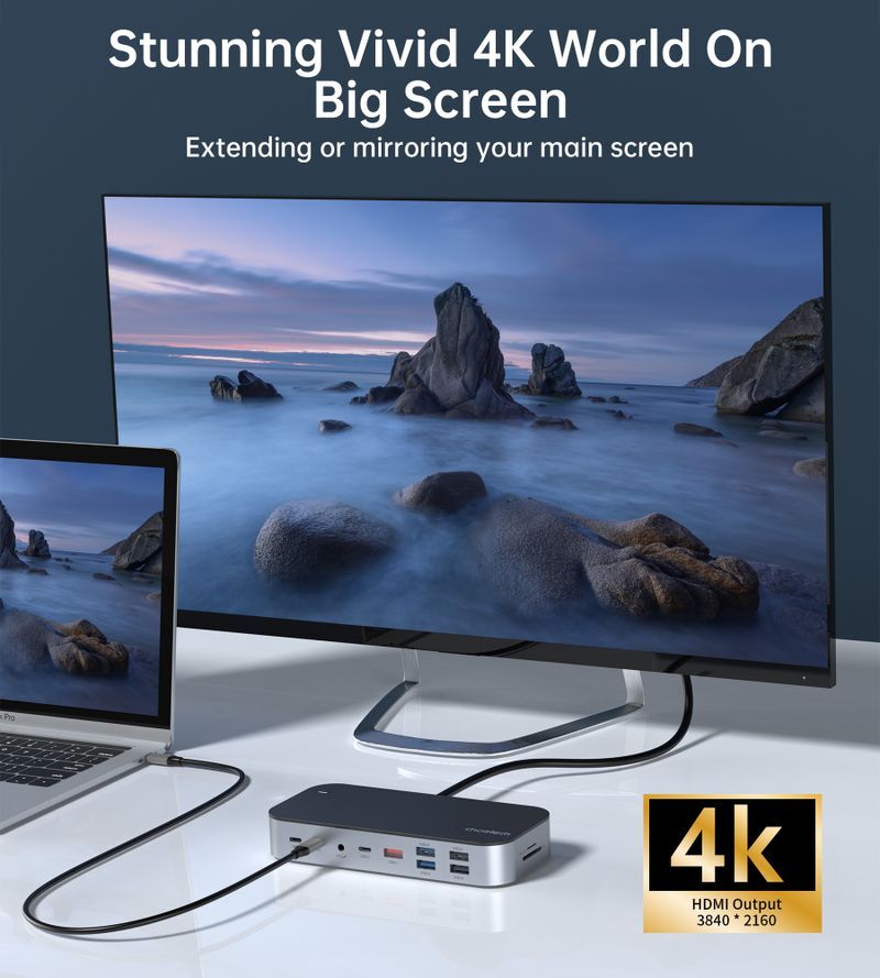 Док станция USB-C 15-в-1 (HDMI / PD / картридер / LAN / USB-A / USB-C аудио), алюминий фото6