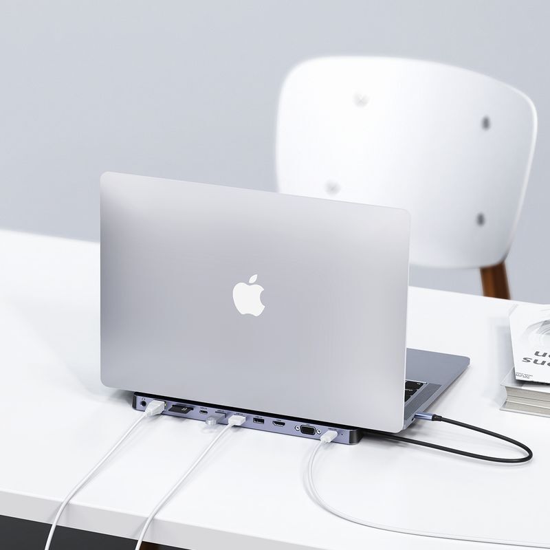 Док станция USB-C 11-в-1 (HDMI/VGA/LAN/картридер/USB-A/USB-C/Audio), алюминий фото7