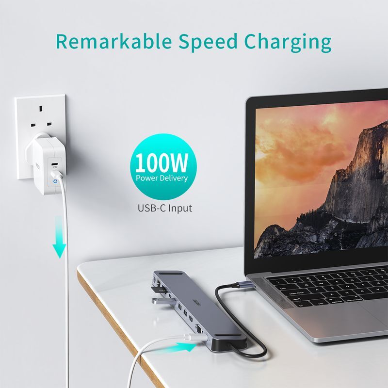 Док станция USB-C 11-в-1 (HDMI/VGA/LAN/картридер/USB-A/USB-C/Audio), алюминий фото8