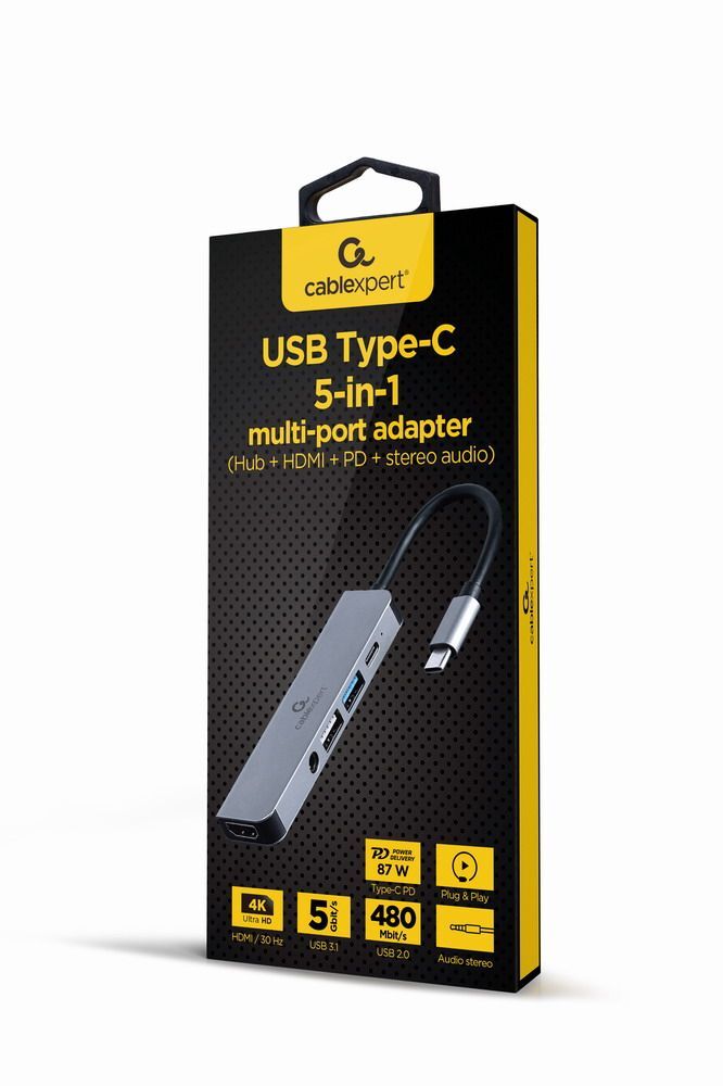 Док станція USB-C 5-в-1 (хаб/HDMI/PD/Аудио 3,5), сірий фото2