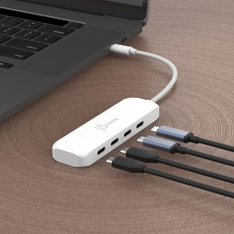 Хаб USB 3.2, 10Gbps, USB-С на 4 USB-С, JCH345EW-N белый фото5