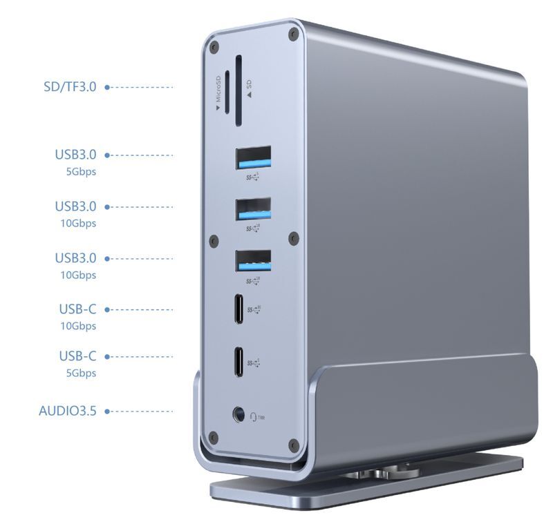 Хаб USB-C 15-в-1 (USB-хаб + HDMI/DP/PD/картридер/LAN/3.5-мм аудио), серый фото8