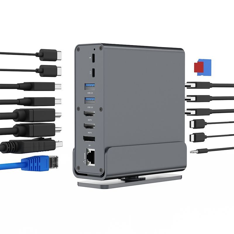 Хаб USB-C 15-в-1 (USB-хаб + HDMI/DP/PD/картридер/LAN/3.5-мм аудио), серый фото9