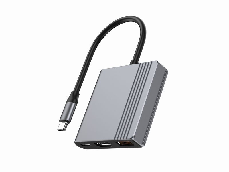 Хаб USB-C 3-в-1 (USB/HDMI/PD), сірий фото2