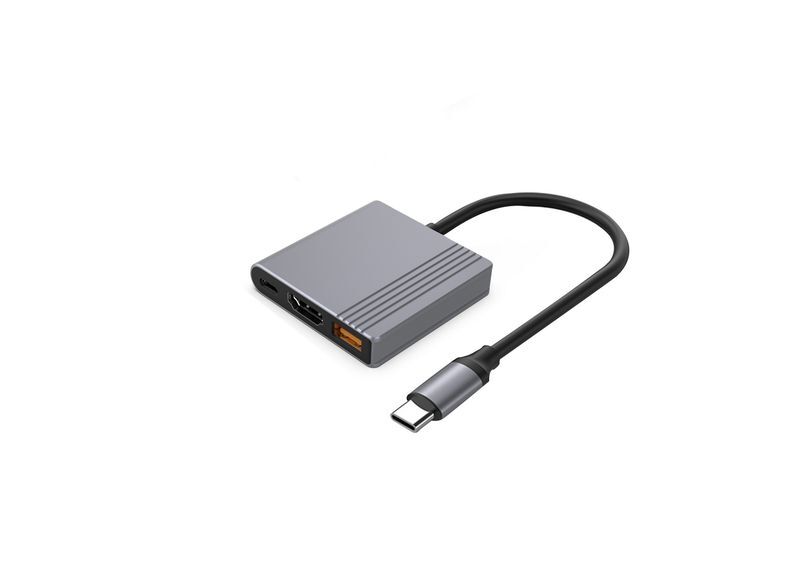 Хаб USB-C 3-в-1 (USB/HDMI/PD), сірий фото3