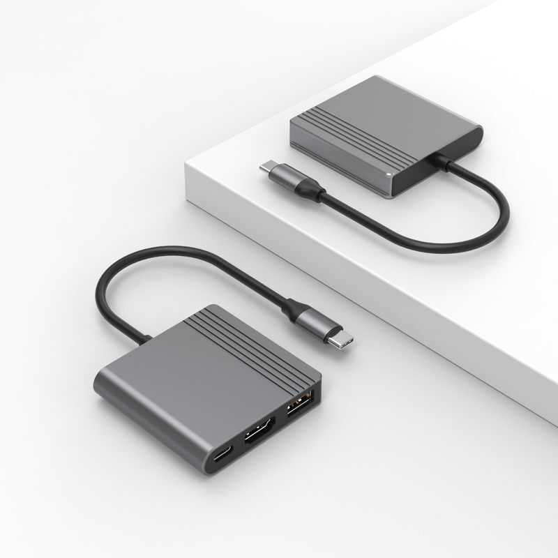 Хаб USB-C 3-в-1 (USB/HDMI/PD), сірий фото4