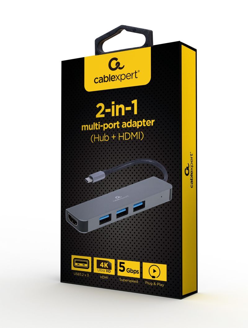 Адаптер USB-C 2-в-1 (хаб/HDMI), сірий фото3