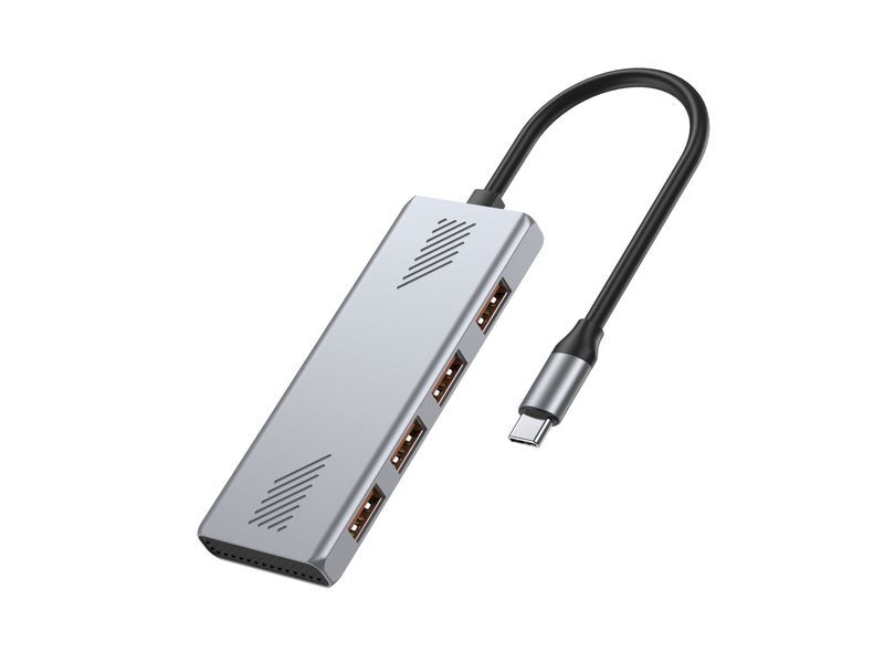 Хаб на 4 порти USB 3.2, метал, сріблястий фото2