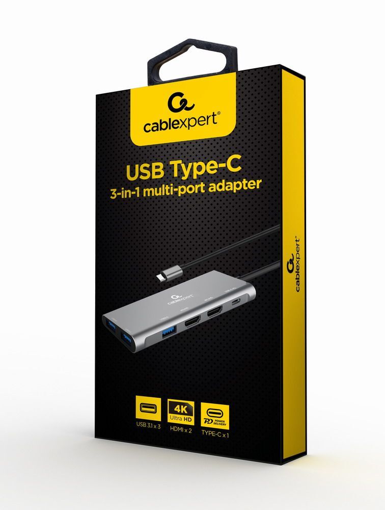 Док станція USB-C 3-в-1 (Хаб/HDMI/PD), A-CM-COMBO3-03 сірий фото4