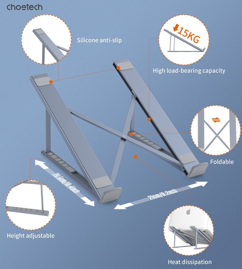 Підставка для ноутбука Choetech H055-SL до 17", алюміній фото