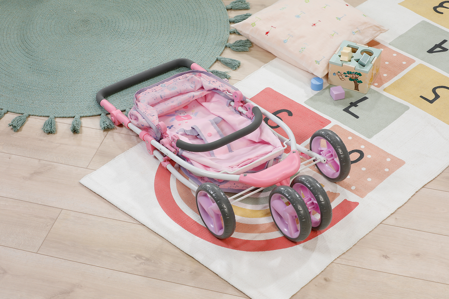 Трехколесная коляска для куклы Baby Born Цветочный стиль Делюкс (складная) (841082) фото7