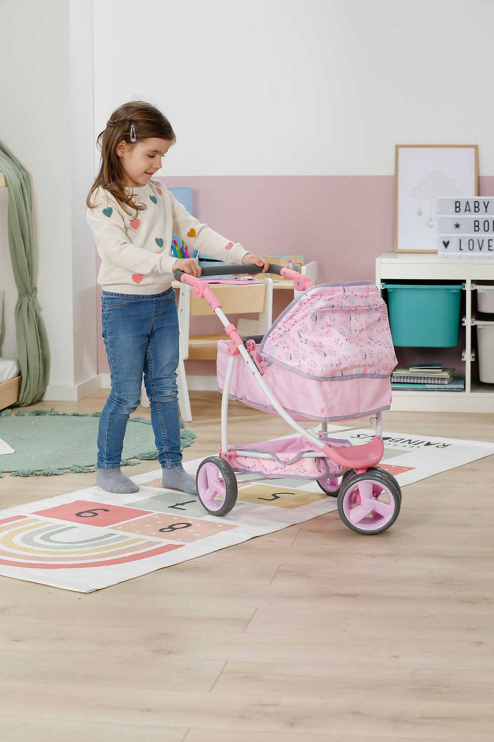 Трехколесная коляска для куклы Baby Born Цветочный стиль Делюкс (складная) (841082) фото9